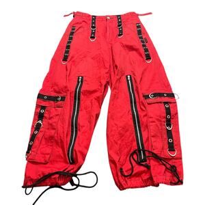 Vintage Y2K Tripp NYC Pants Adult Medium Red Black Goth‎ Rave Emo Grunge Baggy